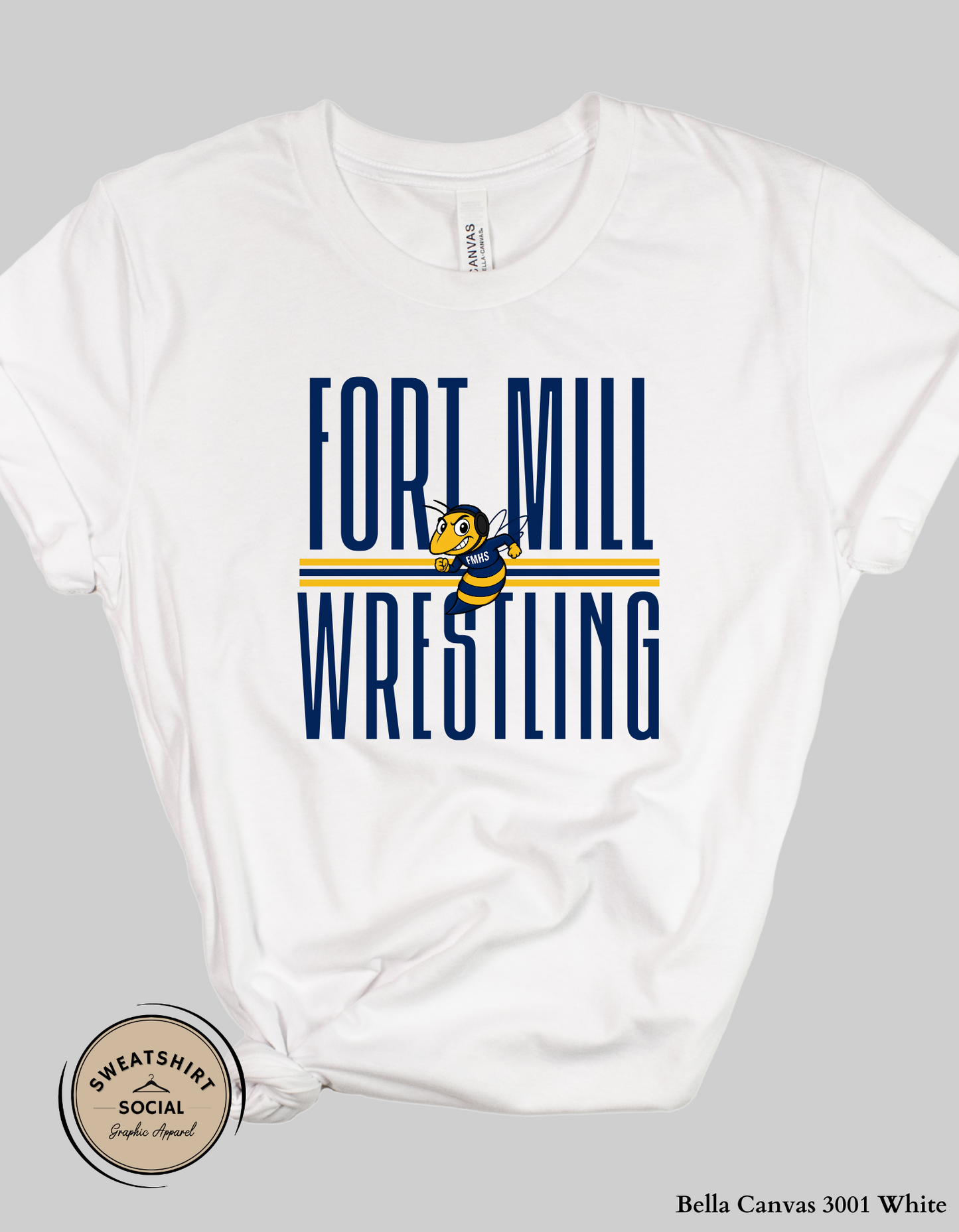 Fort Mill Wrestling Shirt – Classic Yellow Jacket Pride Design (Adult Sizes S–2XL)