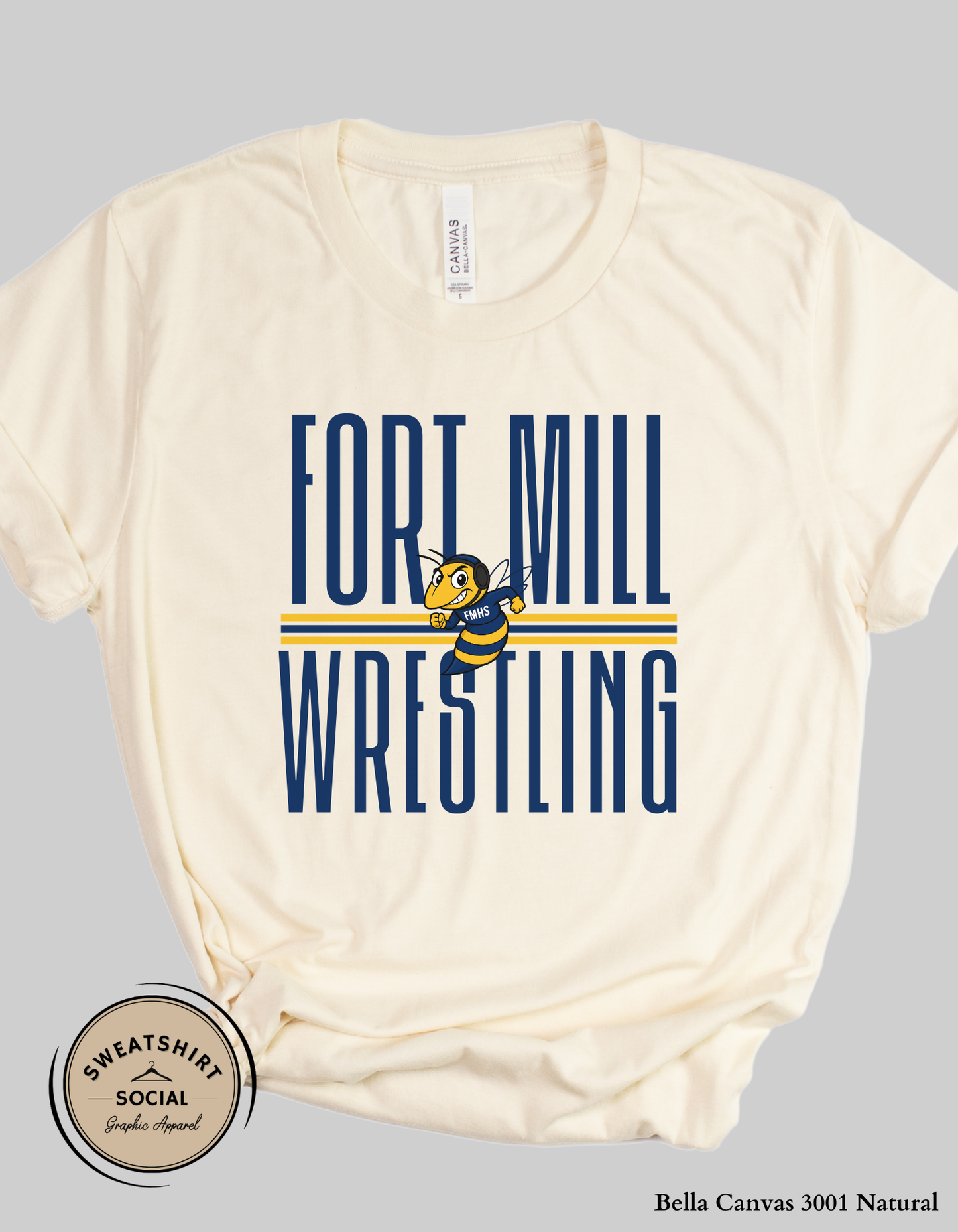 Fort Mill Wrestling Shirt – Classic Yellow Jacket Pride Design (Adult Sizes S–2XL)