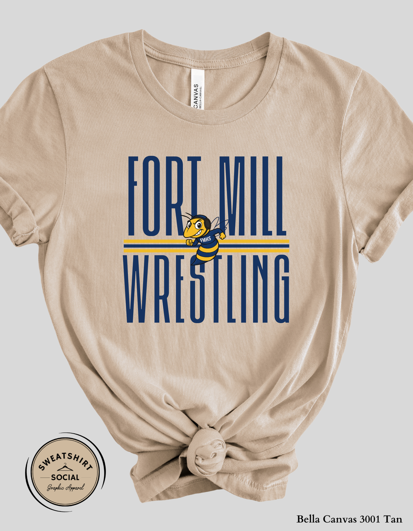 Fort Mill Wrestling Shirt – Classic Yellow Jacket Pride Design (Adult Sizes S–2XL)