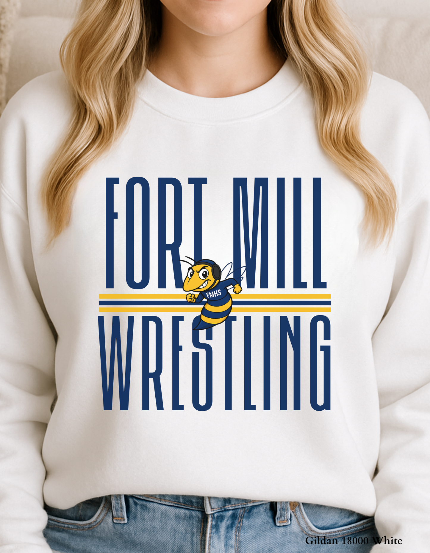Fort Mill Wrestling Shirt – Classic Yellow Jacket Pride Design (Adult Sizes S–2XL)