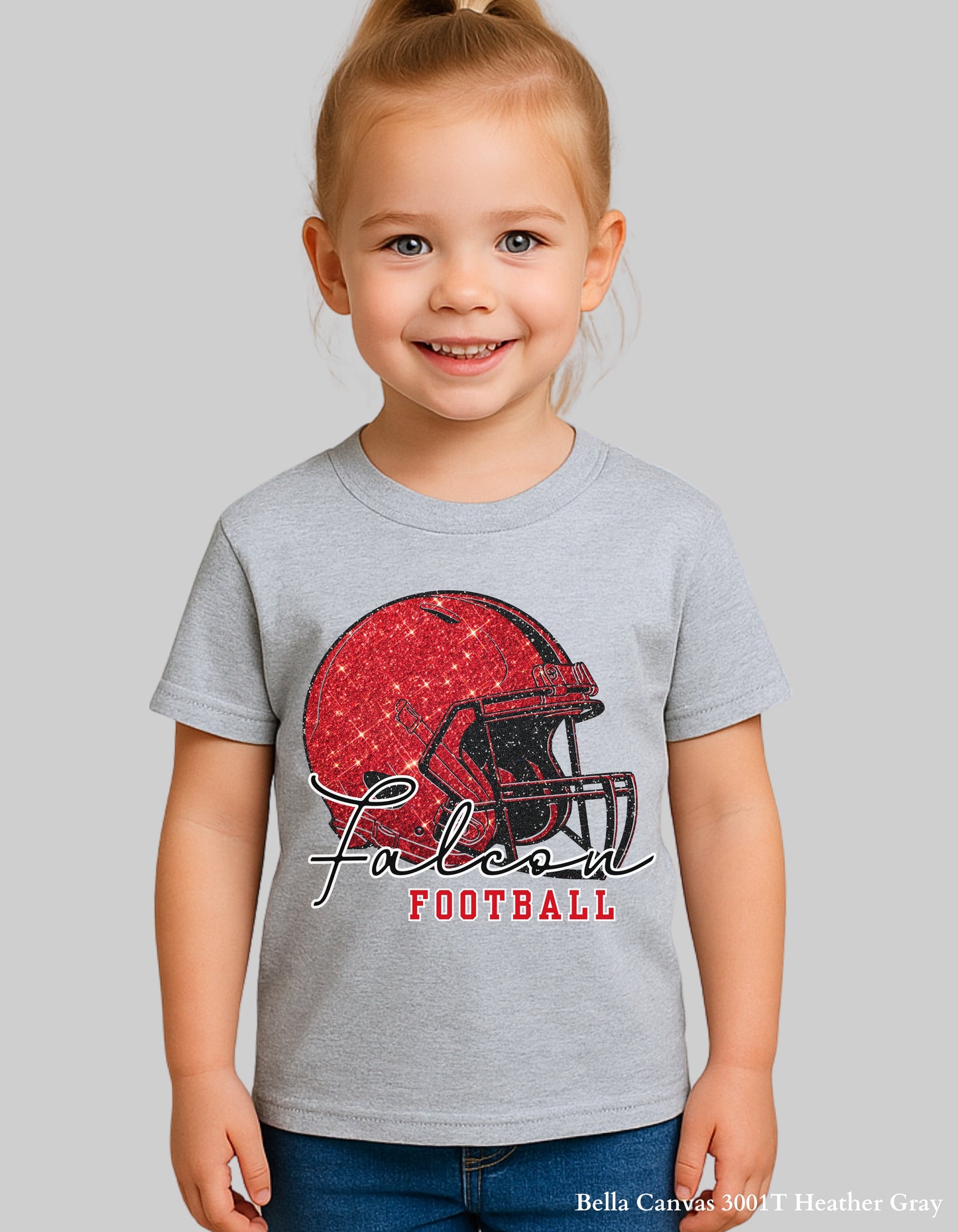 Kids Nation Ford Falcons Football Shirt – Faux Glitter Helmet Design (Infant, Toddler, and Youth Game Day Top)