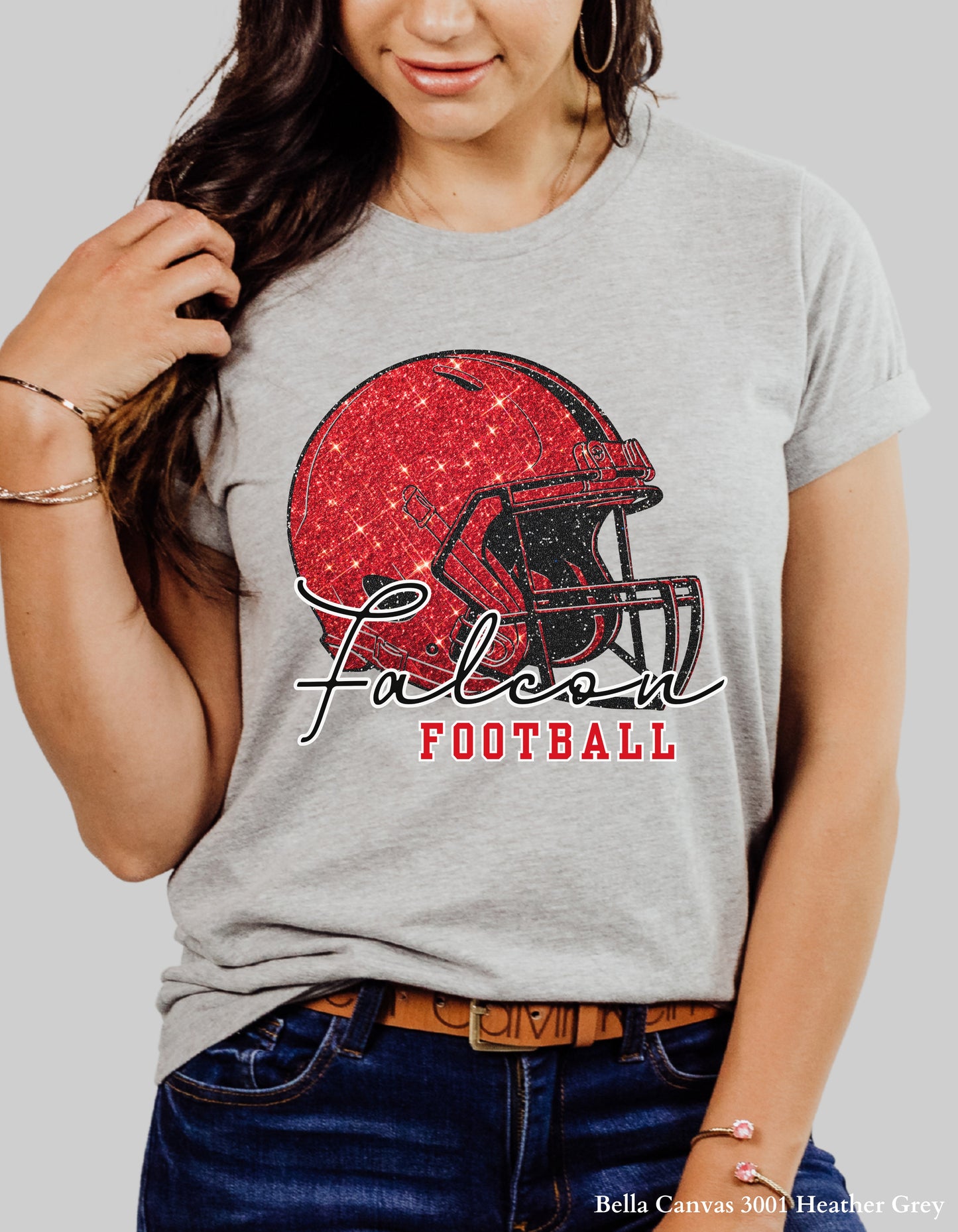 Nation Ford Falcons Football Shirt – Faux Glitter Helmet Design (Game Day Spirit Tee or Sweatshirt)