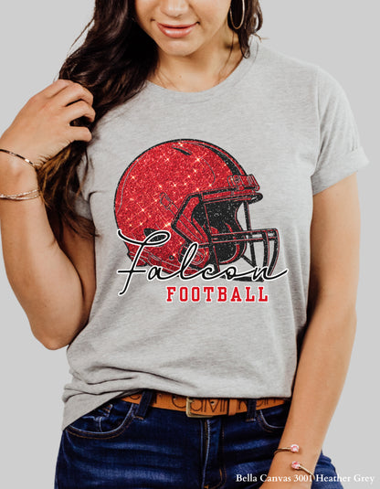 Nation Ford Falcons Football Shirt – Faux Glitter Helmet Design (Game Day Spirit Tee or Sweatshirt)