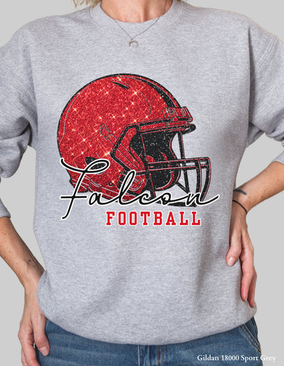 Nation Ford Falcons Football Shirt – Faux Glitter Helmet Design (Game Day Spirit Tee or Sweatshirt)