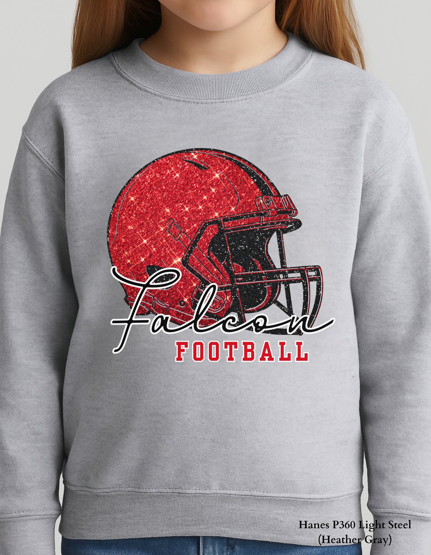 Kids Nation Ford Falcons Football Shirt – Faux Glitter Helmet Design (Infant, Toddler, and Youth Game Day Top)