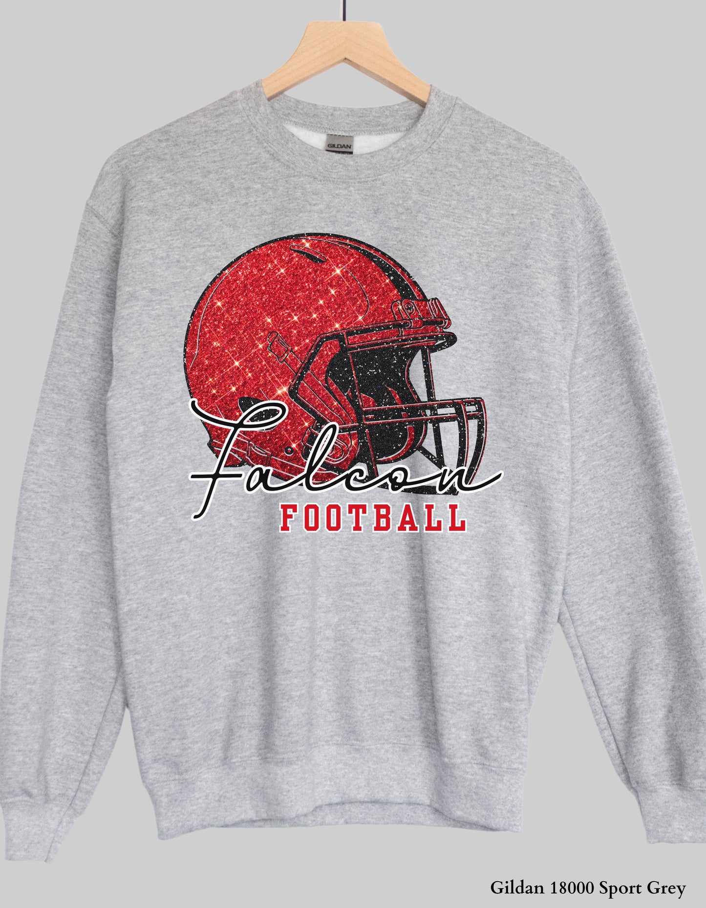 Nation Ford Falcons Football Shirt – Faux Glitter Helmet Design (Game Day Spirit Tee or Sweatshirt)