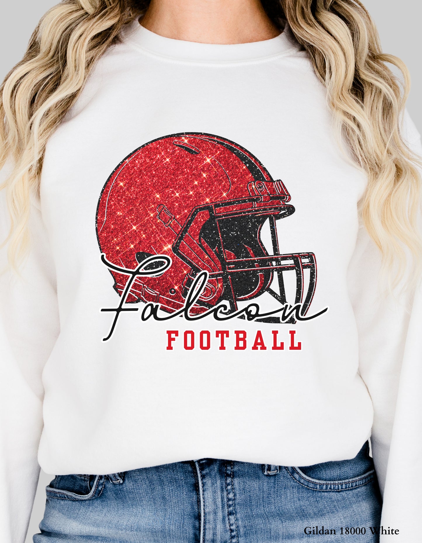 Nation Ford Falcons Football Shirt – Faux Glitter Helmet Design (Game Day Spirit Tee or Sweatshirt)