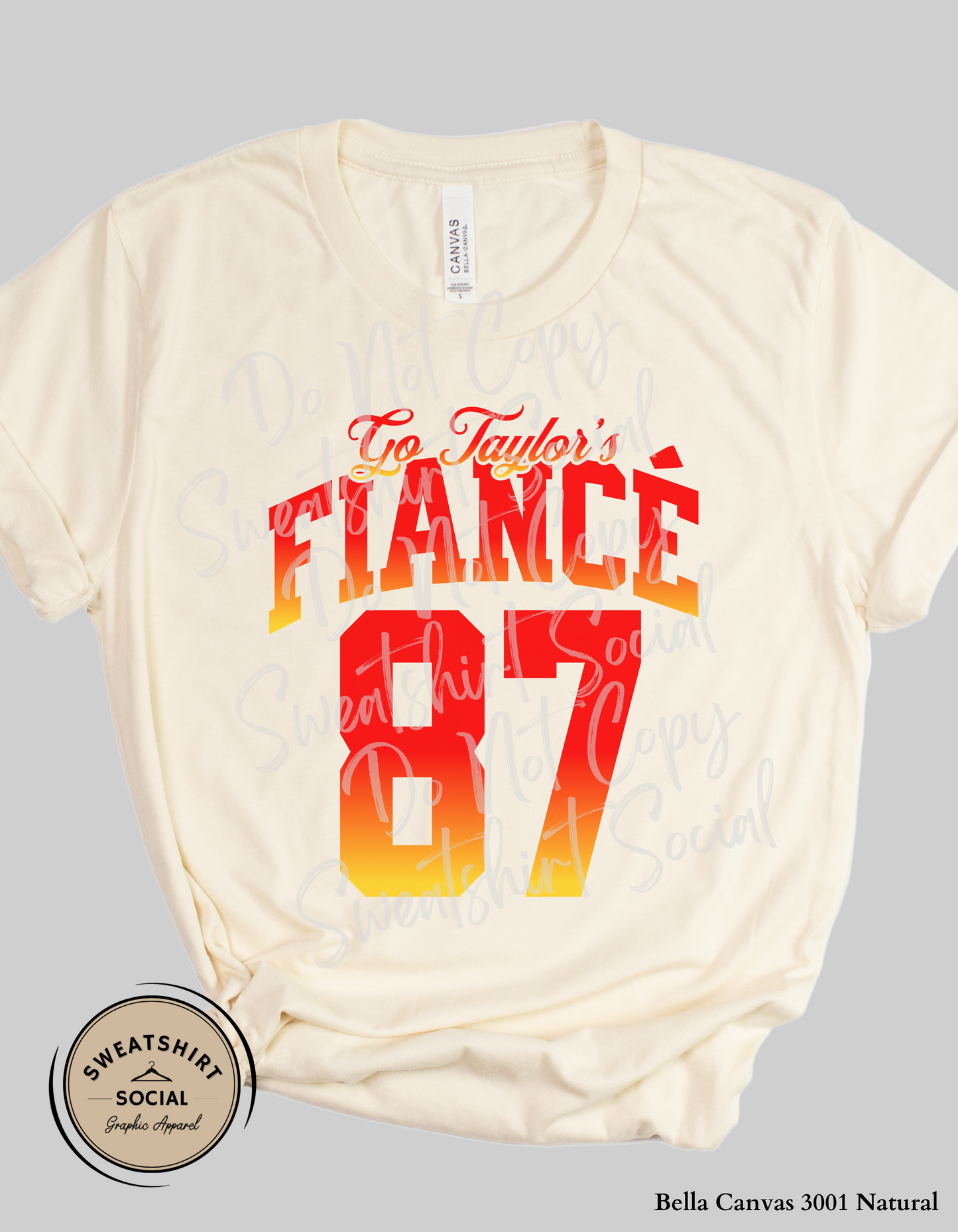 Go Taylor’s Fiancé 87 Football Tee – Red & Gold Game Day Shirt (Adult Sizes)