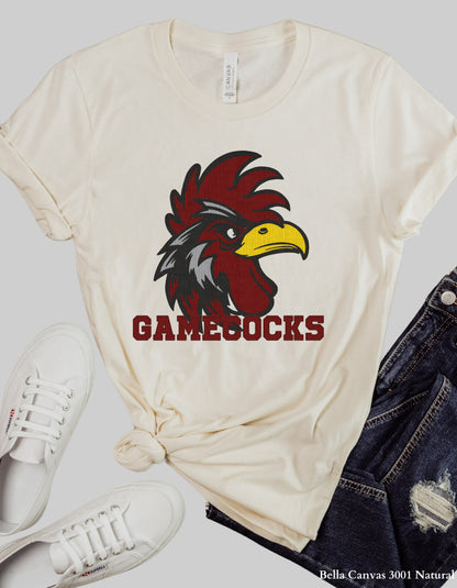 Gamecocks Corduroy Look Shirt or Sweatshirt – Textured Mascot Design (Adult Sizes, South Carolina Game Day Tee)