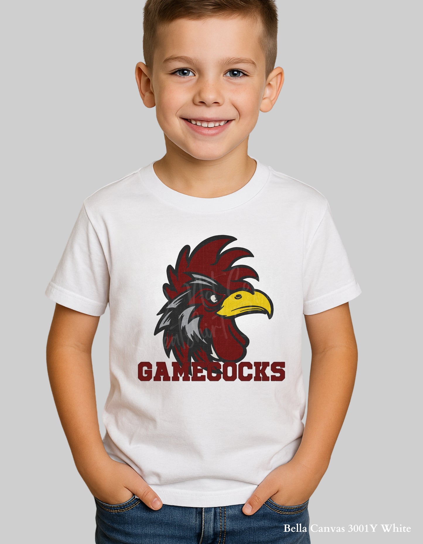 Kids Gamecocks Corduroy Look Shirt – Textured Mascot Design (Infant, Toddler & Youth Game Day Tee)