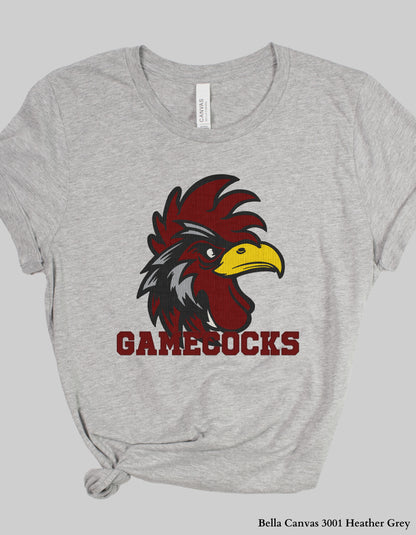 Gamecocks Corduroy Look Shirt or Sweatshirt – Textured Mascot Design (Adult Sizes, South Carolina Game Day Tee)