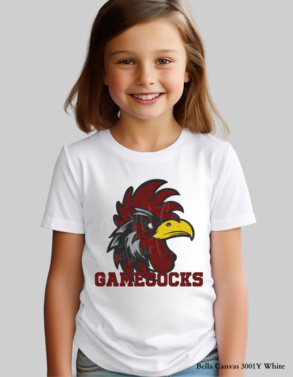 Kids Gamecocks Corduroy Look Shirt – Textured Mascot Design (Infant, Toddler & Youth Game Day Tee)