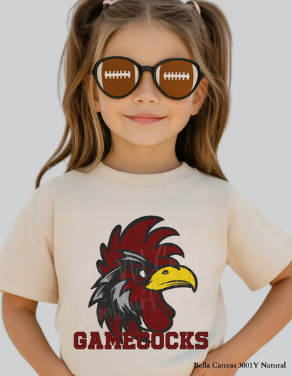 Kids Gamecocks Corduroy Look Shirt – Textured Mascot Design (Infant, Toddler & Youth Game Day Tee)