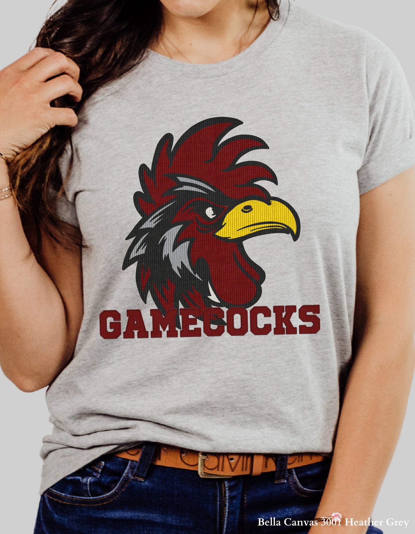Gamecocks Corduroy Look Shirt or Sweatshirt – Textured Mascot Design (Adult Sizes, South Carolina Game Day Tee)