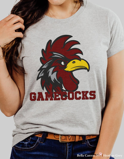 Gamecocks Corduroy Look Shirt or Sweatshirt – Textured Mascot Design (Adult Sizes, South Carolina Game Day Tee)