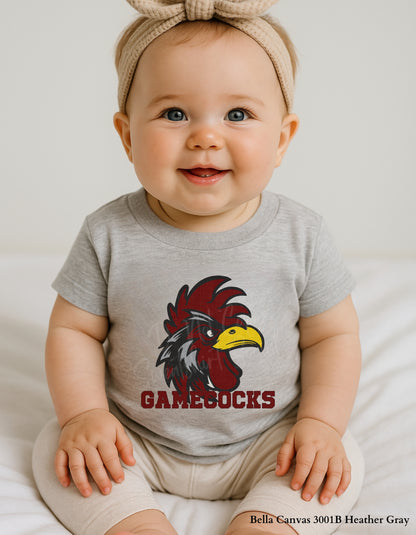 Kids Gamecocks Corduroy Look Shirt – Textured Mascot Design (Infant, Toddler & Youth Game Day Tee)