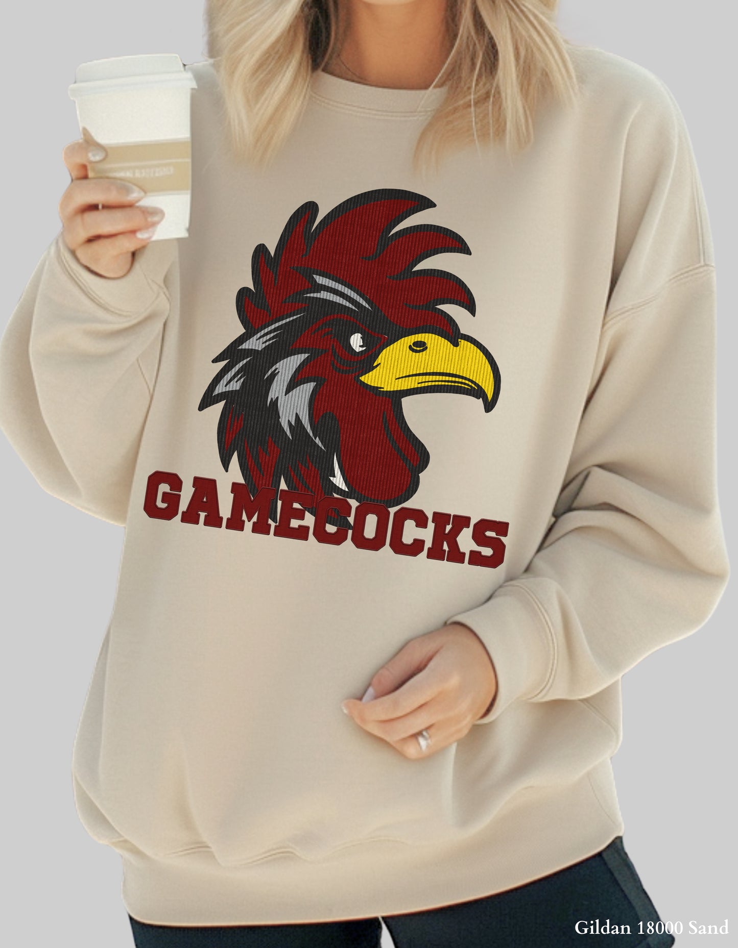 Gamecocks Corduroy Look Shirt or Sweatshirt – Textured Mascot Design (Adult Sizes, South Carolina Game Day Tee)