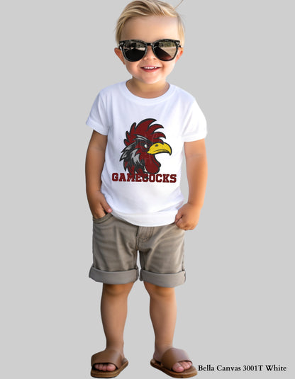 Kids Gamecocks Corduroy Look Shirt – Textured Mascot Design (Infant, Toddler & Youth Game Day Tee)