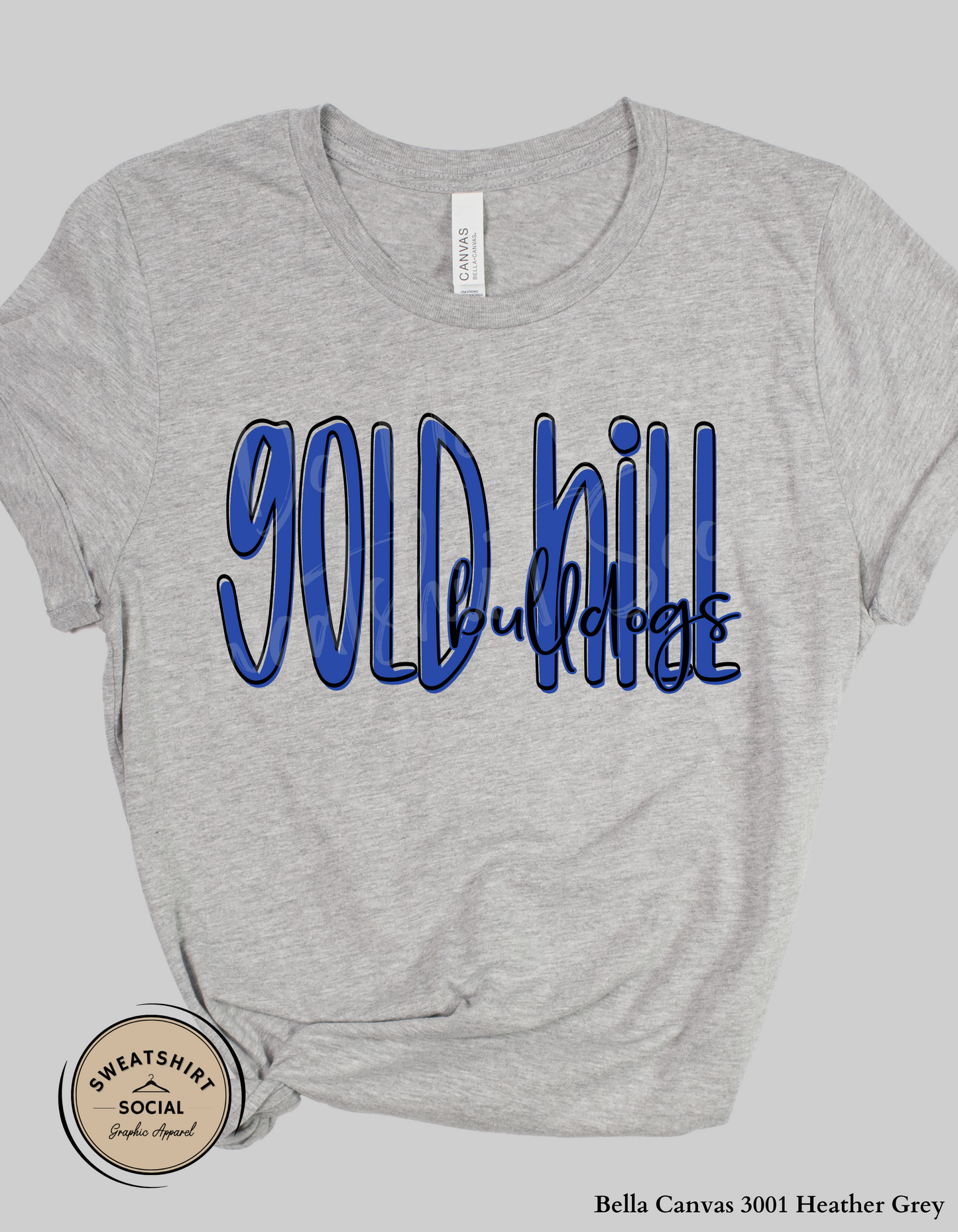 Gold Hill Bulldogs Lettered Look Tee or Sweatshirt – Royal Blue (Adult Sizes)