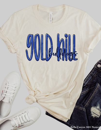 Gold Hill Bulldogs Lettered Look Tee or Sweatshirt – Royal Blue (Adult Sizes)