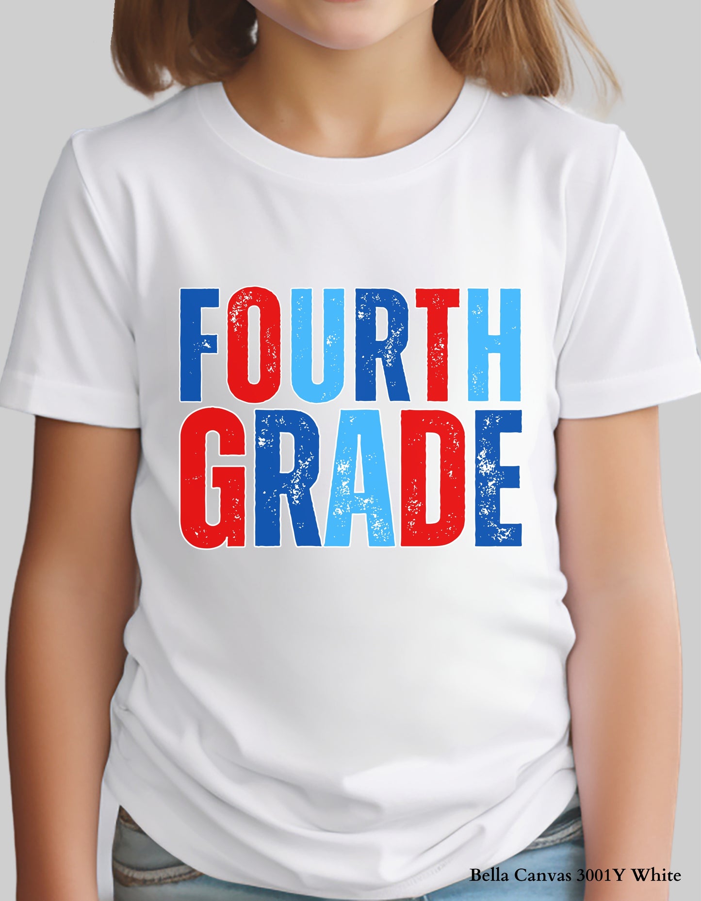 Kids Back to School Grade Shirt – Pre-K to 5th Grade (Red, White & Blue Design)