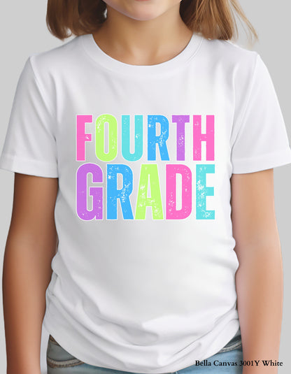 Kids Bright Grade Shirt – Pre-K to 5th Grade Rainbow Back to School Tee