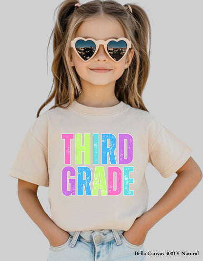 Kids Bright Grade Shirt – Pre-K to 5th Grade Rainbow Back to School Tee