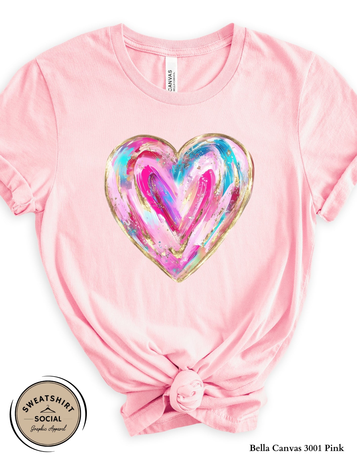 Painted Heart Valentine’s Day T-Shirt or Sweatshirt – Colorful Love Art Design (Adult Sizes S–2XL)