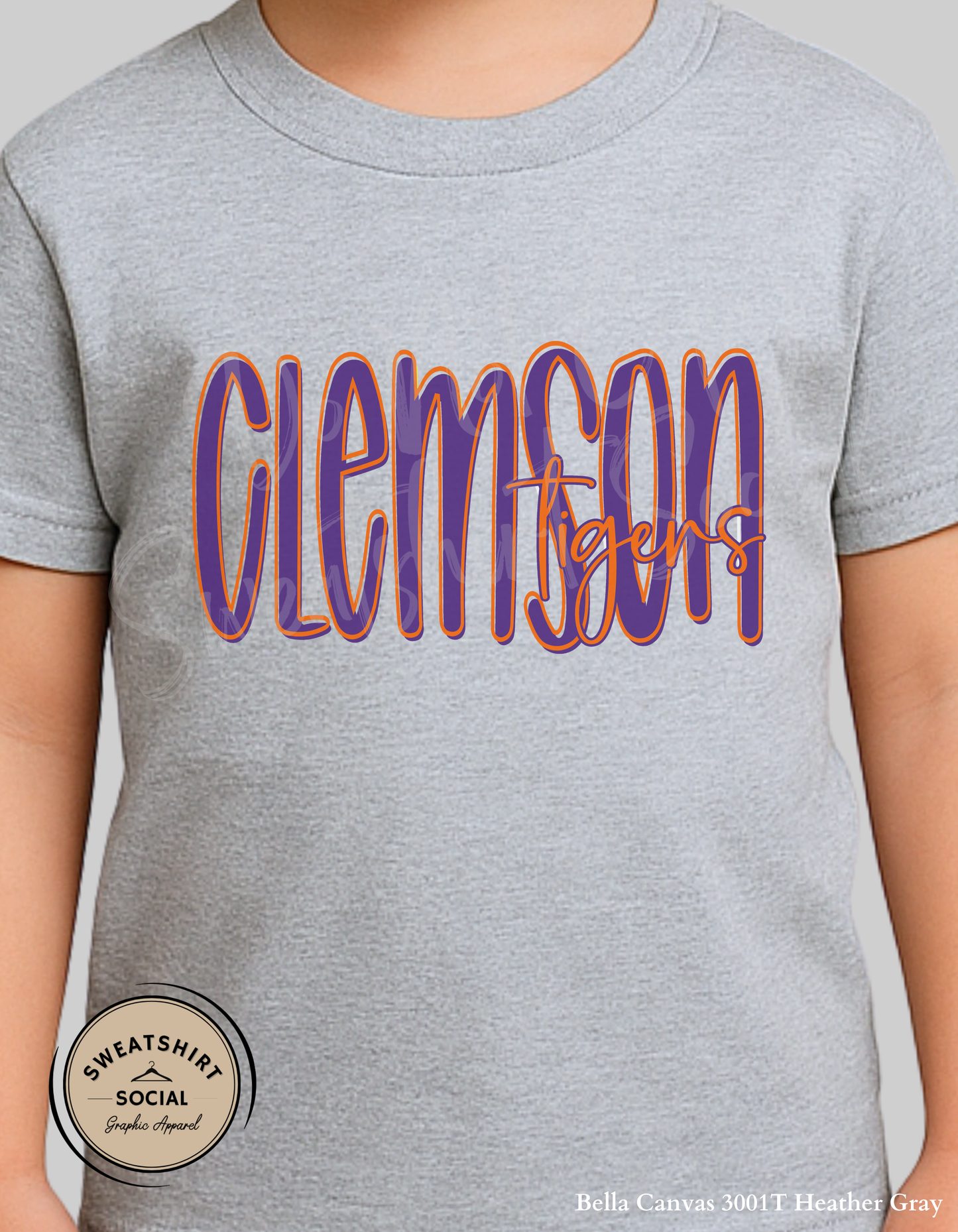 Clemson Tigers Lettered Look Tee – Purple & Orange (Youth Sizes)
