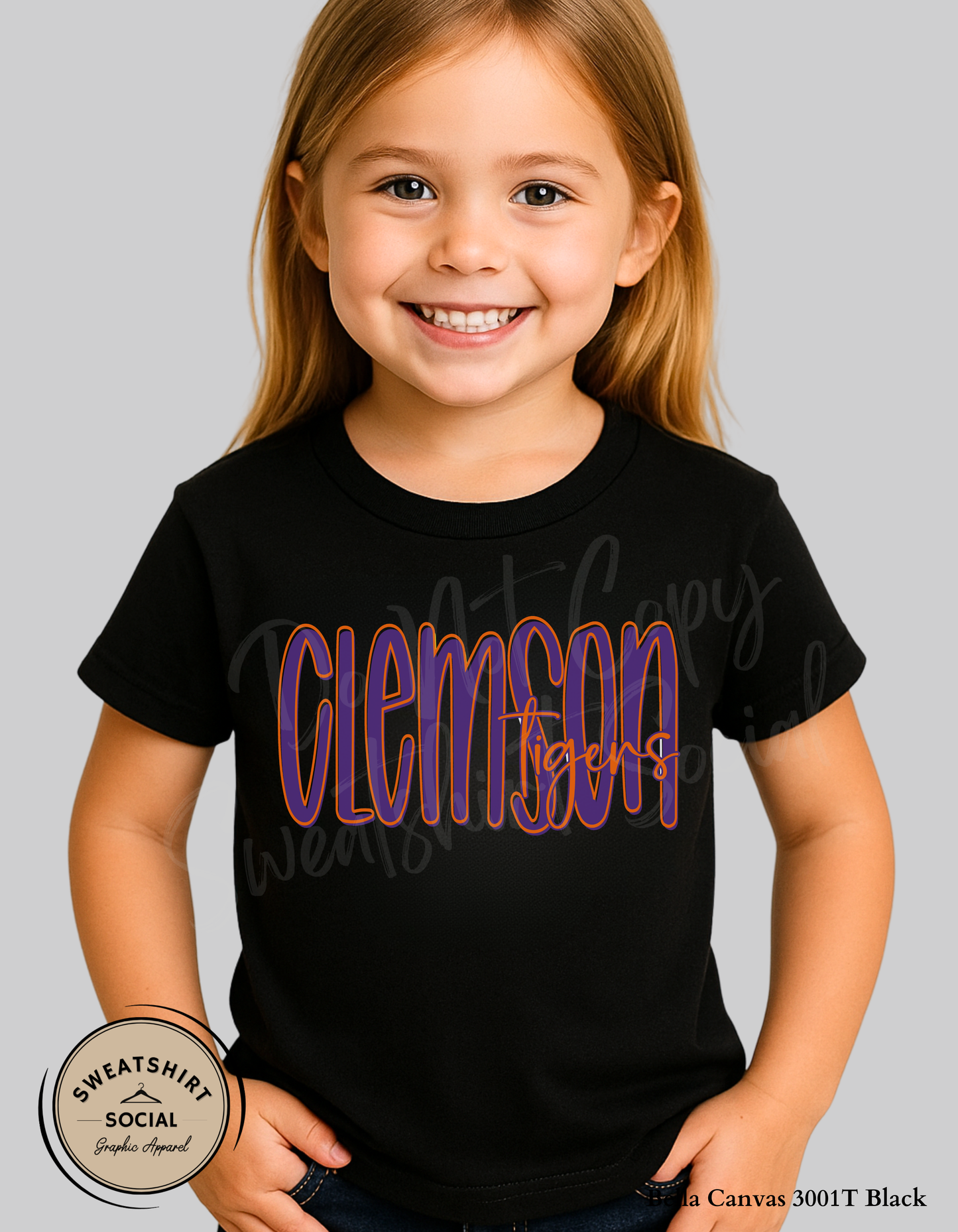 Clemson Tigers Lettered Look Tee – Purple & Orange (Youth Sizes)