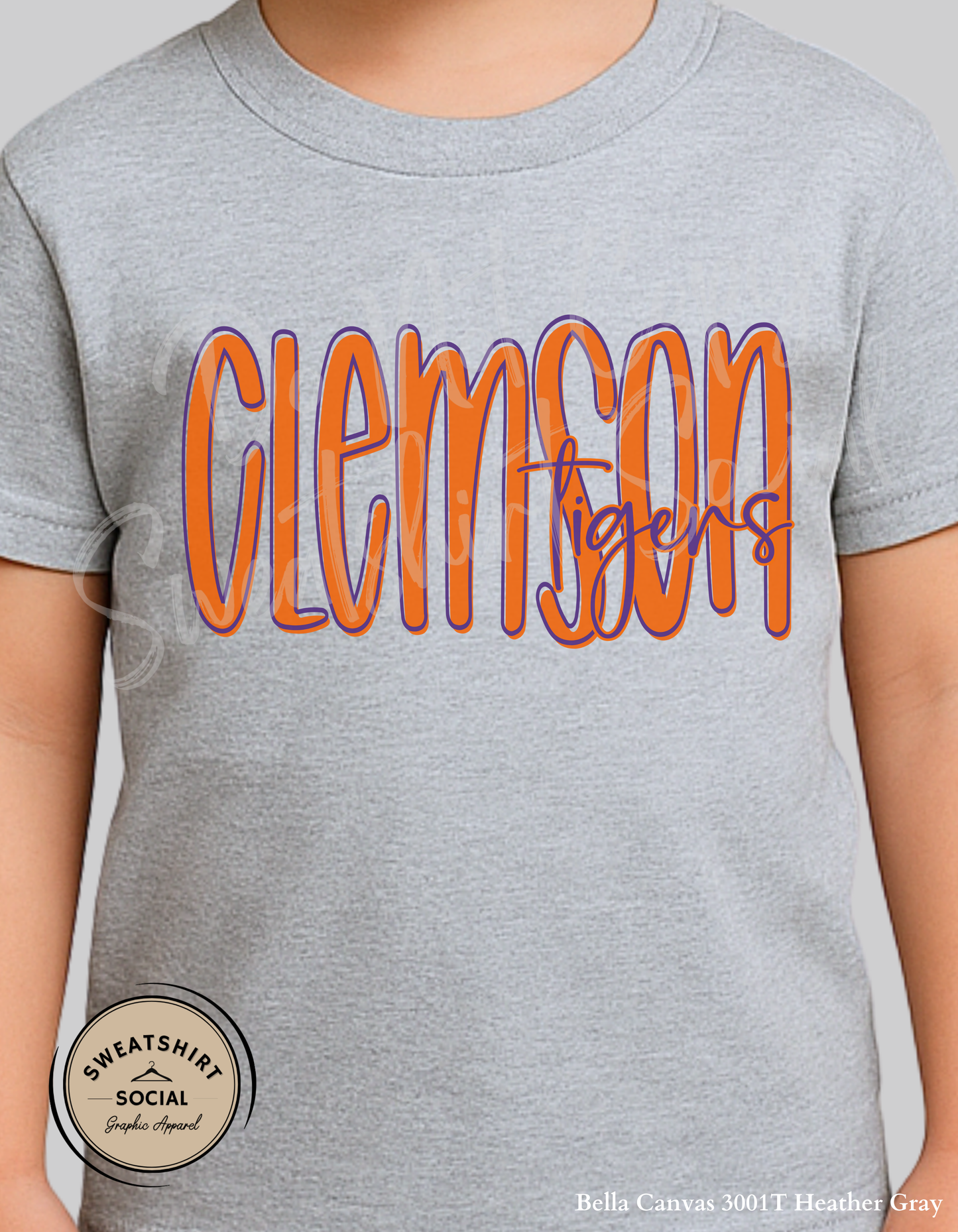 Clemson Tigers Lettered Look Tee – Orange & Purple (Youth Sizes)