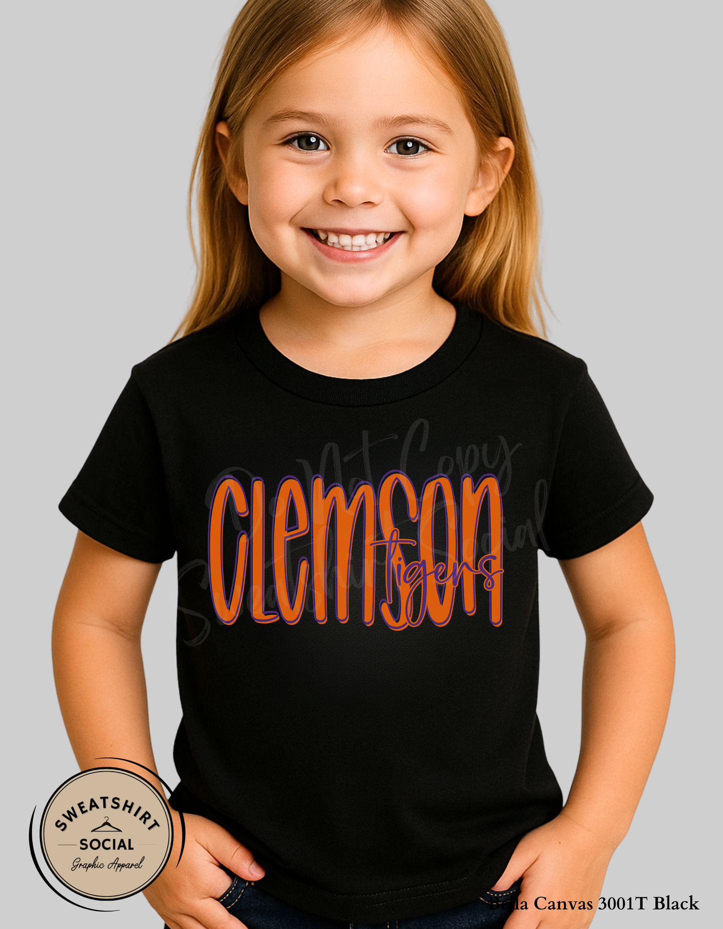 Clemson Tigers Lettered Look Tee – Orange & Purple (Youth Sizes)