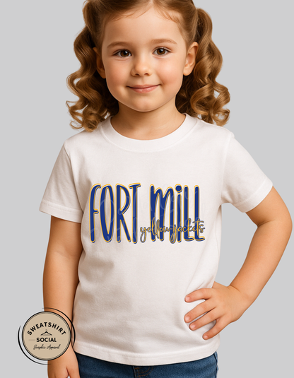 Fort Mill Yellow Jackets Lettered Look Tee – Blue & Yellow (Youth Sizes)