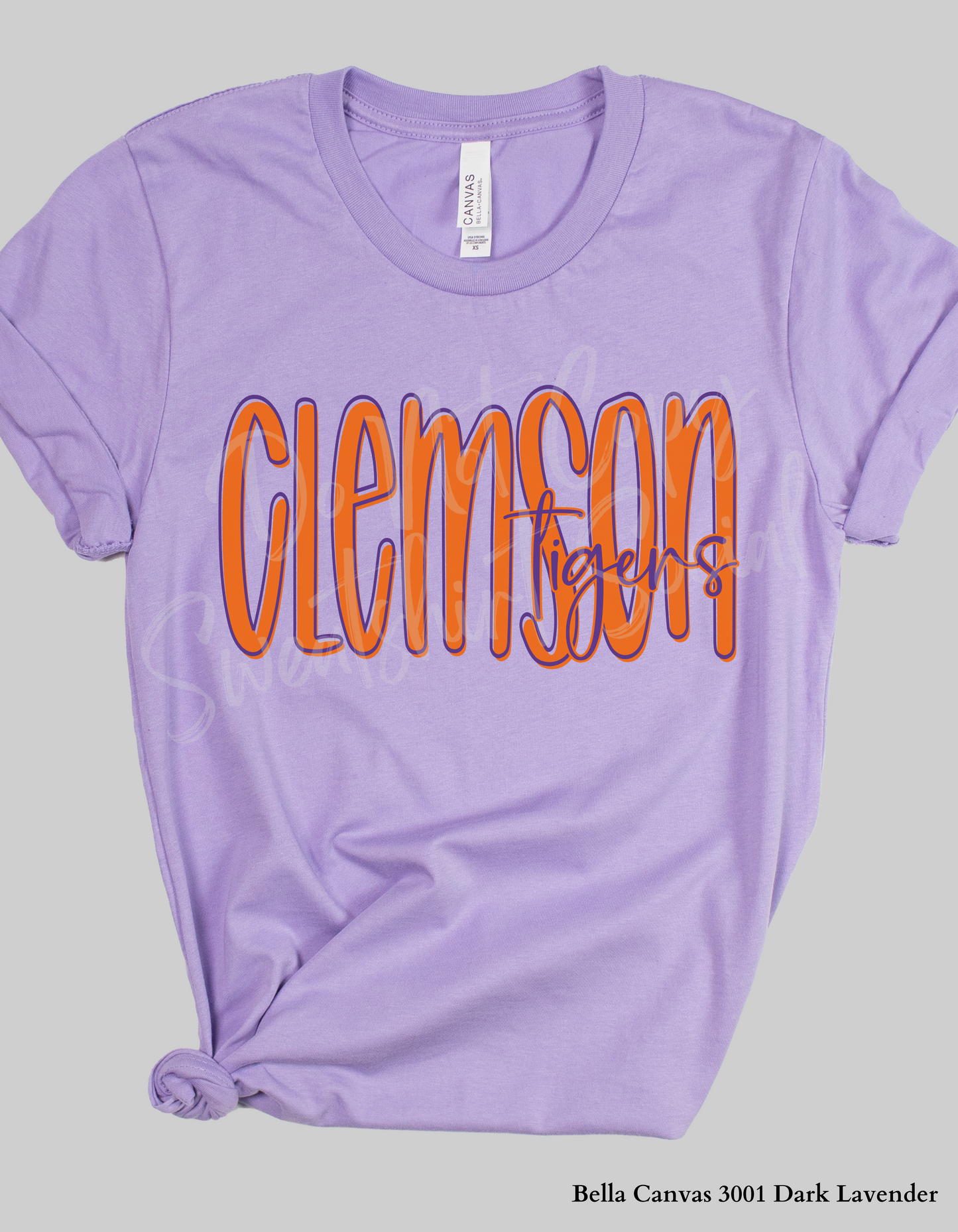 Clemson Tigers Lettered Look Tee or Sweatshirt – Orange & Purple (Adult Sizes)