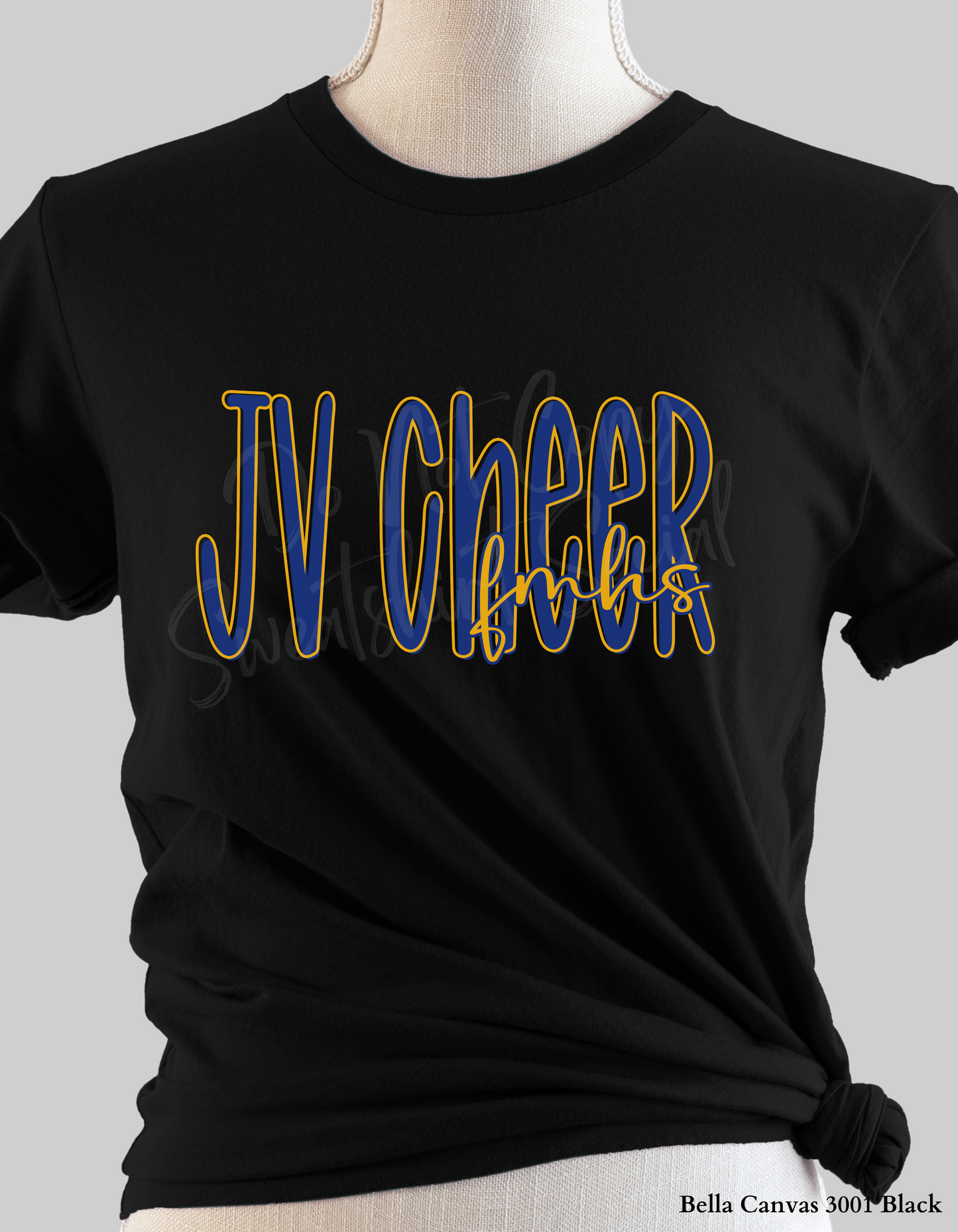 JV Cheer Fort Mill High School Lettered Look Tee or Sweatshirt – Blue & Yellow (Adult Sizes)