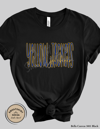 Yellow Jackets JV Cheer Lettered Look Tee or Sweatshirt – Blue & Yellow (Adult Sizes)