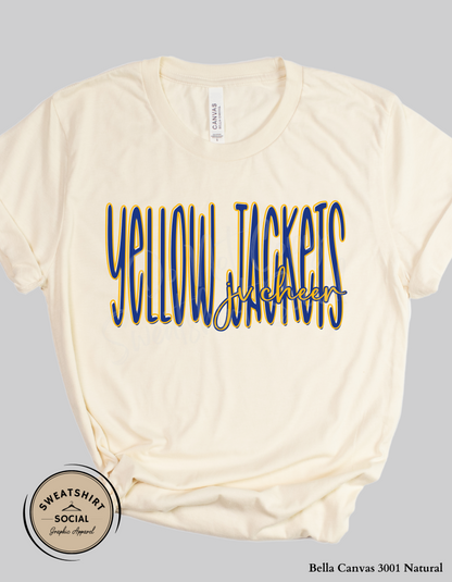 Yellow Jackets JV Cheer Lettered Look Tee or Sweatshirt – Blue & Yellow (Adult Sizes)