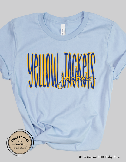 Yellow Jackets JV Cheer Lettered Look Tee or Sweatshirt – Blue & Yellow (Adult Sizes)