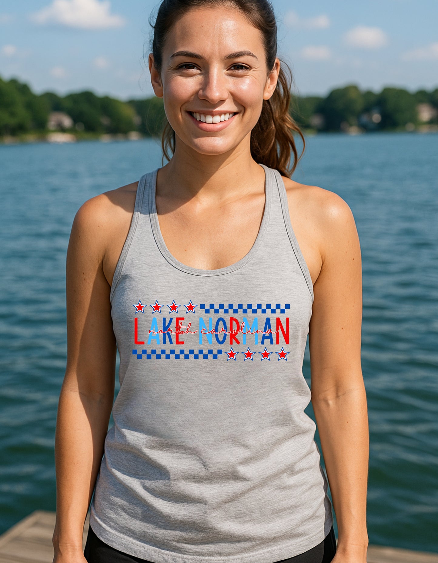 Lake Norman NC Fourth of July Shirt – Patriotic Red, White & Blue Hometown T-Shirt