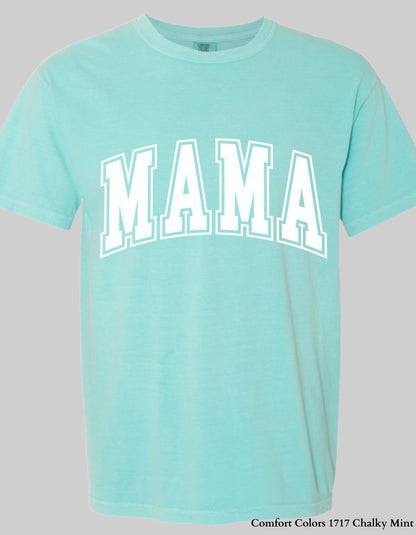 Pastel MAMA Shirt or Sweatshirt – Comfort Colors Mother's Day Gift (Collegiate White Text Design)