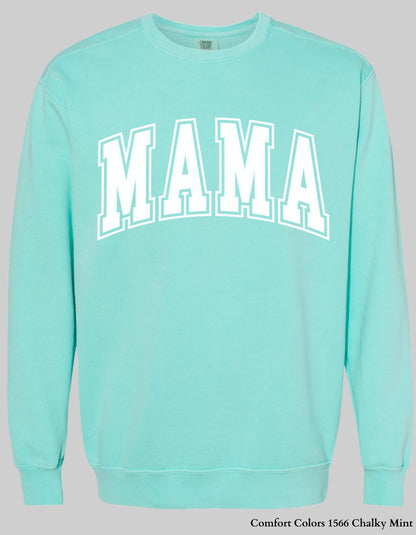 Pastel MAMA Shirt or Sweatshirt – Comfort Colors Mother's Day Gift (Collegiate White Text Design)