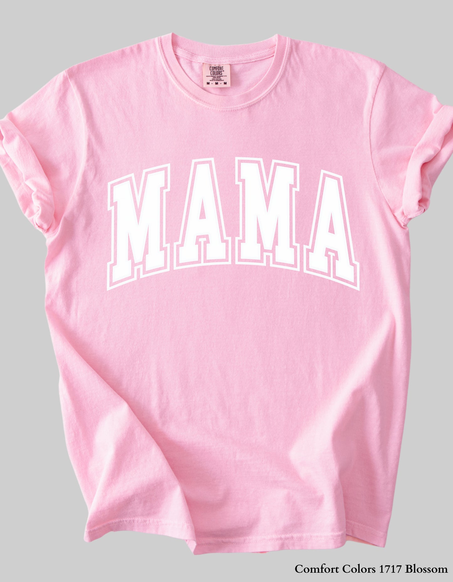 Pastel MAMA Shirt or Sweatshirt – Comfort Colors Mother's Day Gift (Collegiate White Text Design)