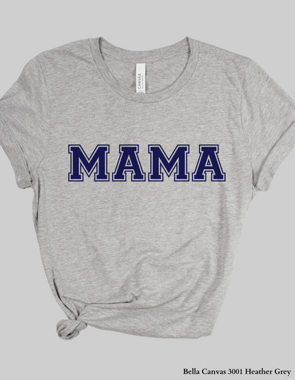 Navy Varsity Mama – Bold Collegiate Letter T-Shirt or Sweatshirt