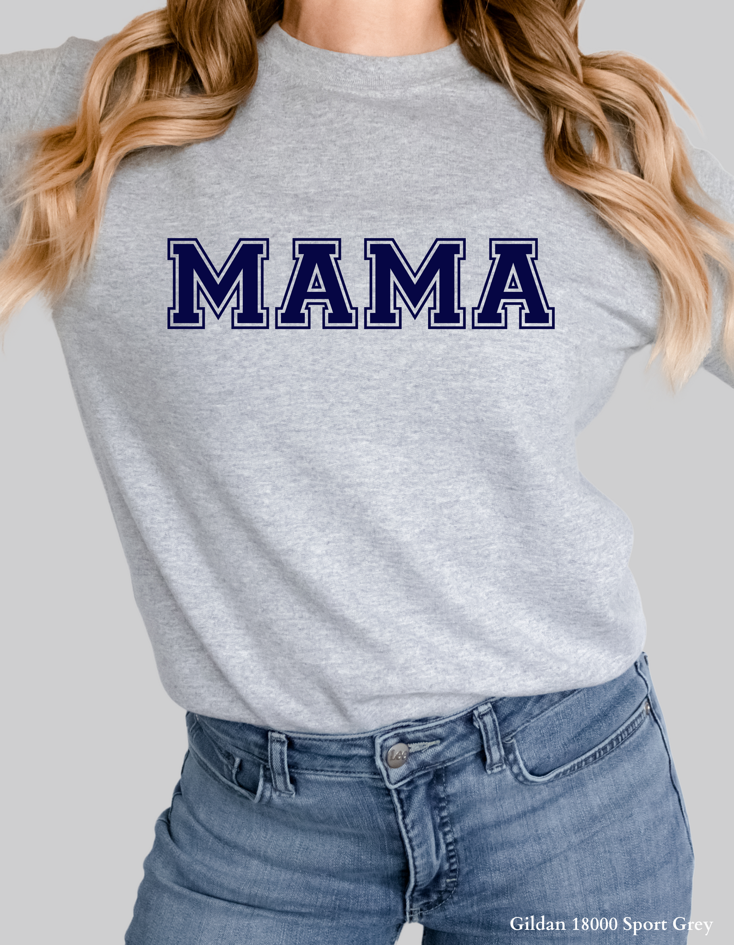 Navy Varsity Mama – Bold Collegiate Letter T-Shirt or Sweatshirt