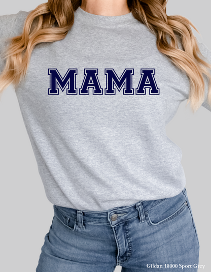 Navy Varsity Mama – Bold Collegiate Letter T-Shirt or Sweatshirt