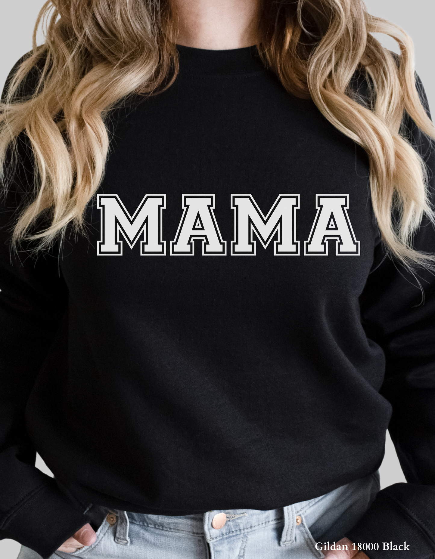 White Varsity Mama – Bold Collegiate Letter T-Shirt or Sweatshirt