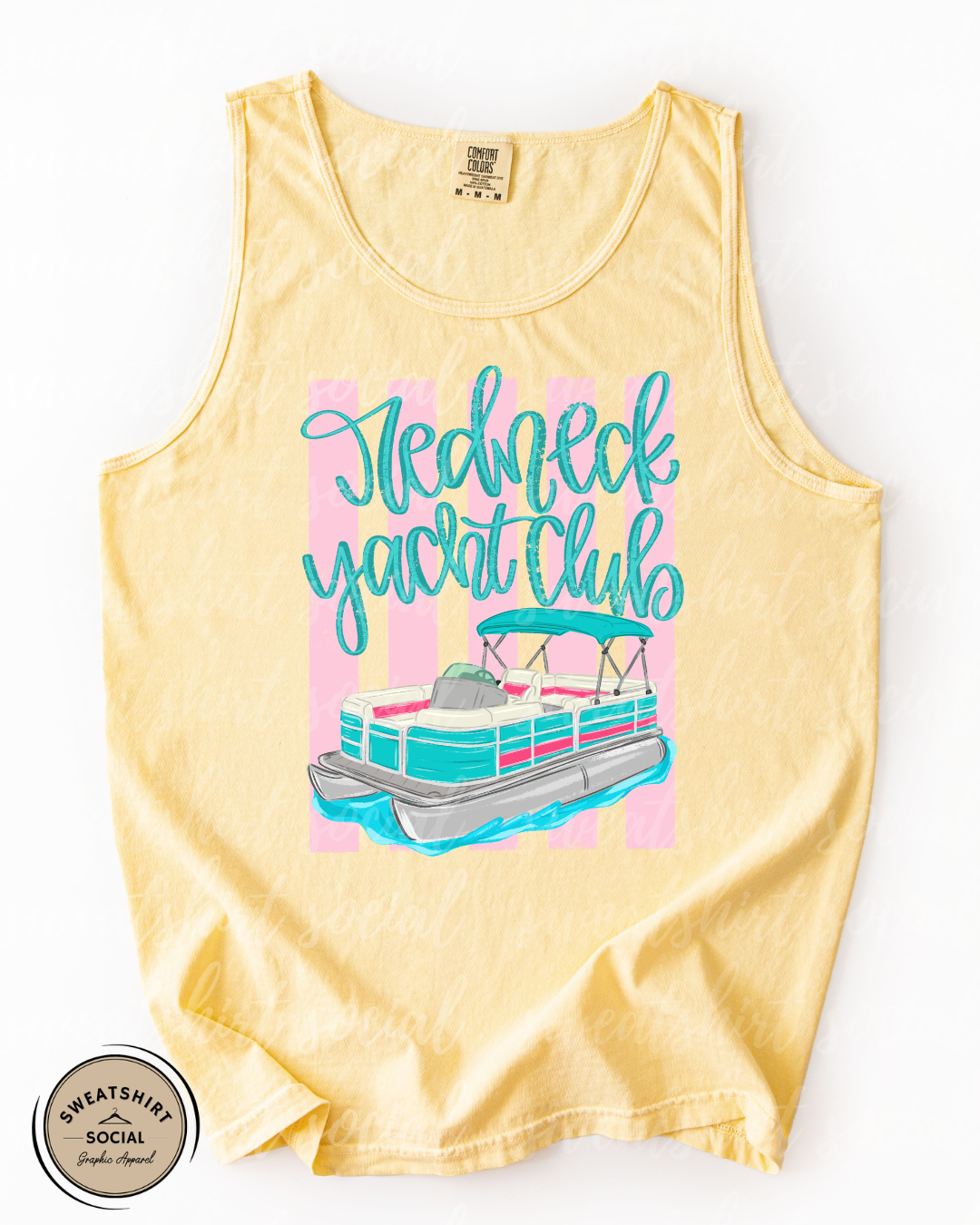 Redneck Yacht Club Tank or Shirt – Funny Lake Life Graphic Tee, Pontoon Boat Summer Shirt (Adult Sizes S–2XL)