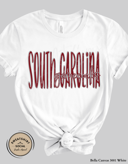 South Carolina Gamecocks Lettered Look Tee or Sweatshirt – Adult Sizes