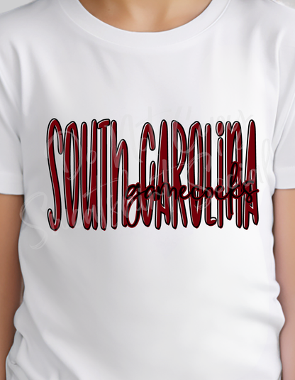 South Carolina Gamecocks Lettered Look Tee – Black & Garnet (Youth Sizes)