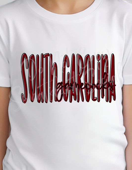 South Carolina Gamecocks Lettered Look Tee – Black & Garnet (Youth Sizes)